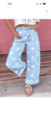 Load image into Gallery viewer, Light Denim polka dot pants